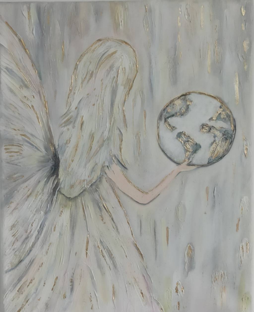 Lucrarea este realizată în acrilice, p