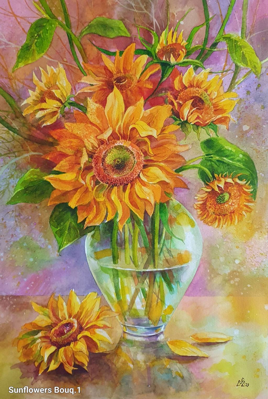 Pictura buchet floarea soarelui