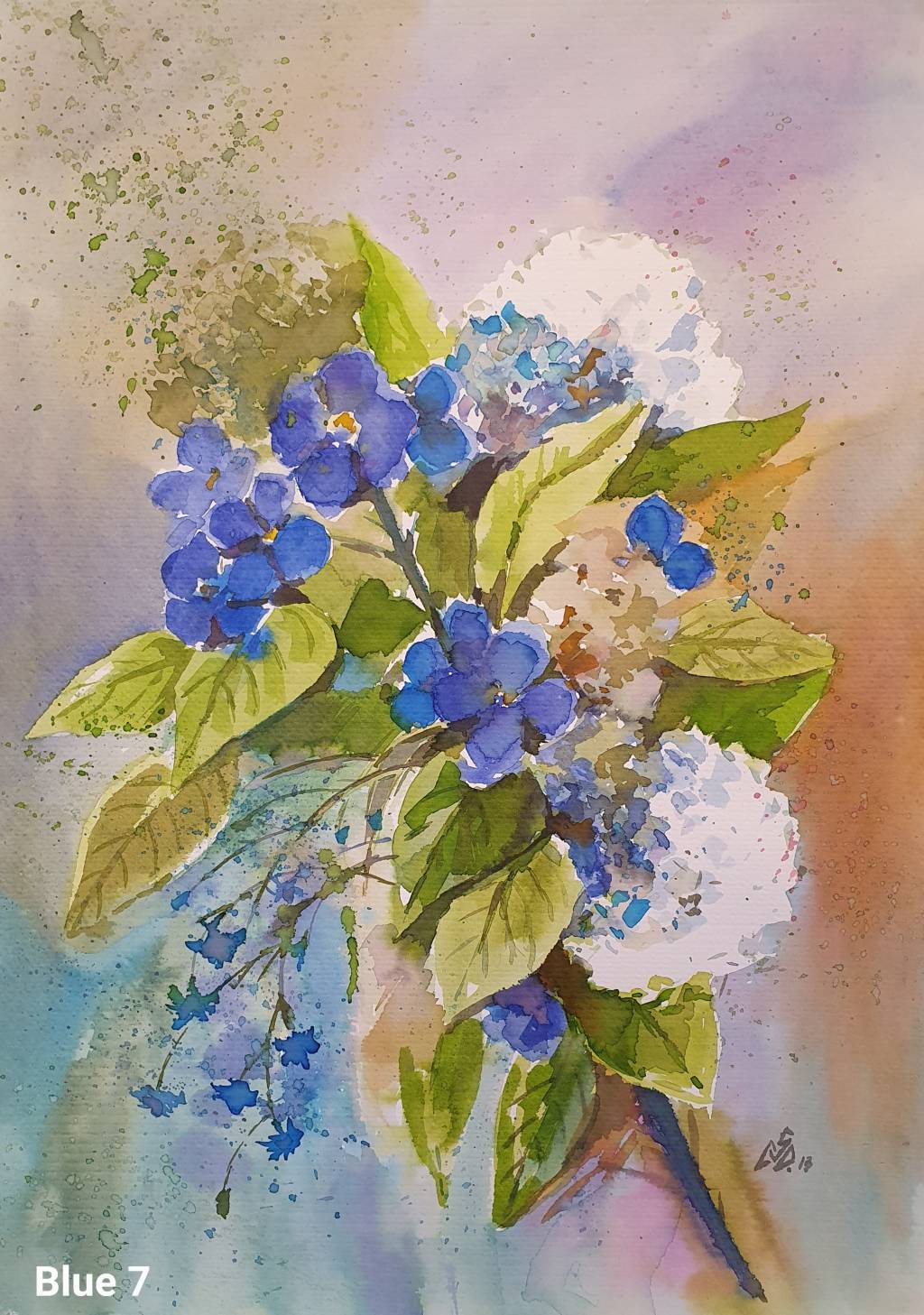 Pictura flori albastre