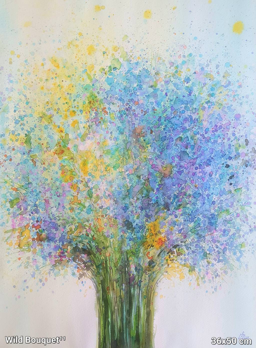 Pictura flori albastre de camp