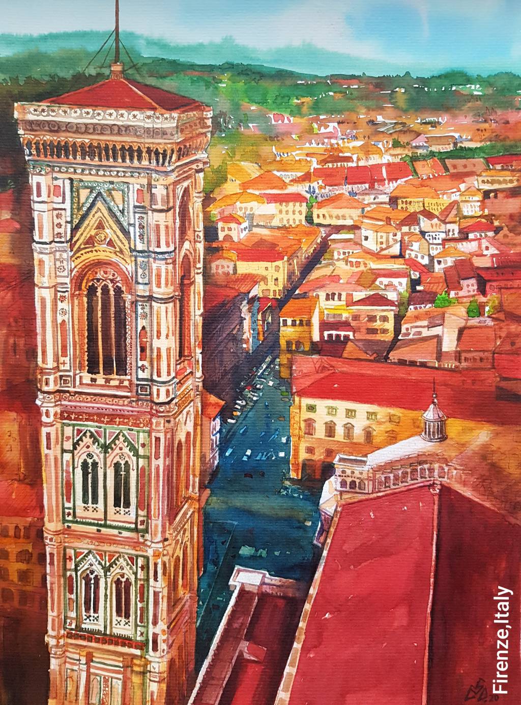 Pictura peisaj urban Florența, Italia