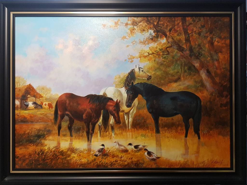 Picturi cu animale Peisaj cu cai