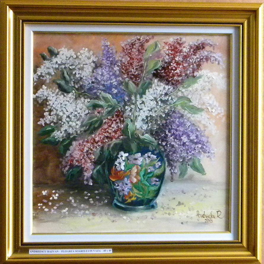 Picturi cu flori Liliac in vaza inflorat