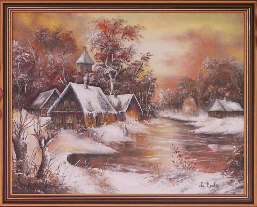 Picturi de toamna Amurg rosu de iarna (c