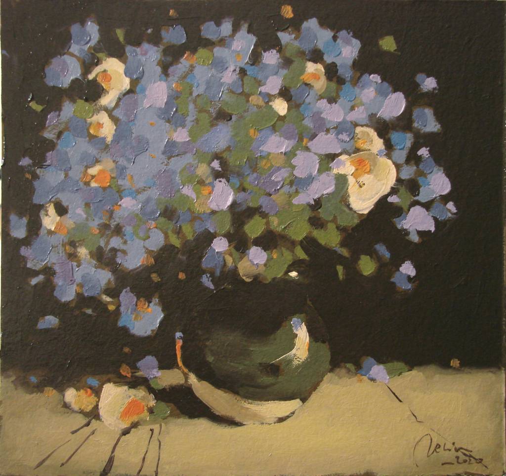 Poza Albastrele si flori de camp, ulei p