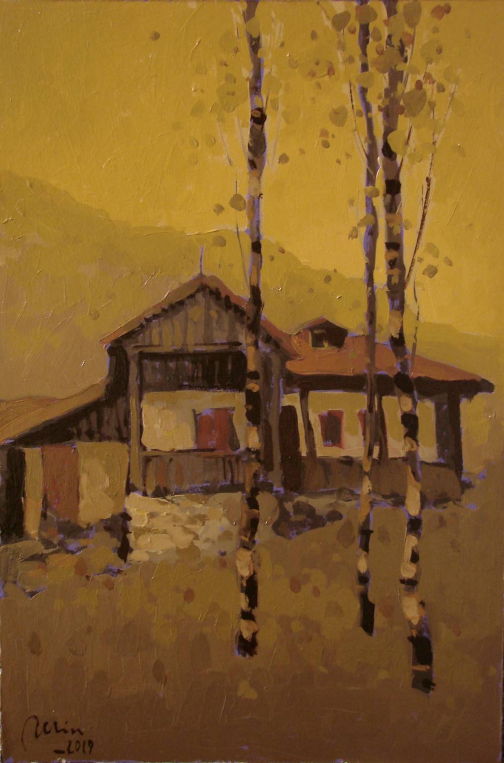 Poza Casa, ulei pe carton