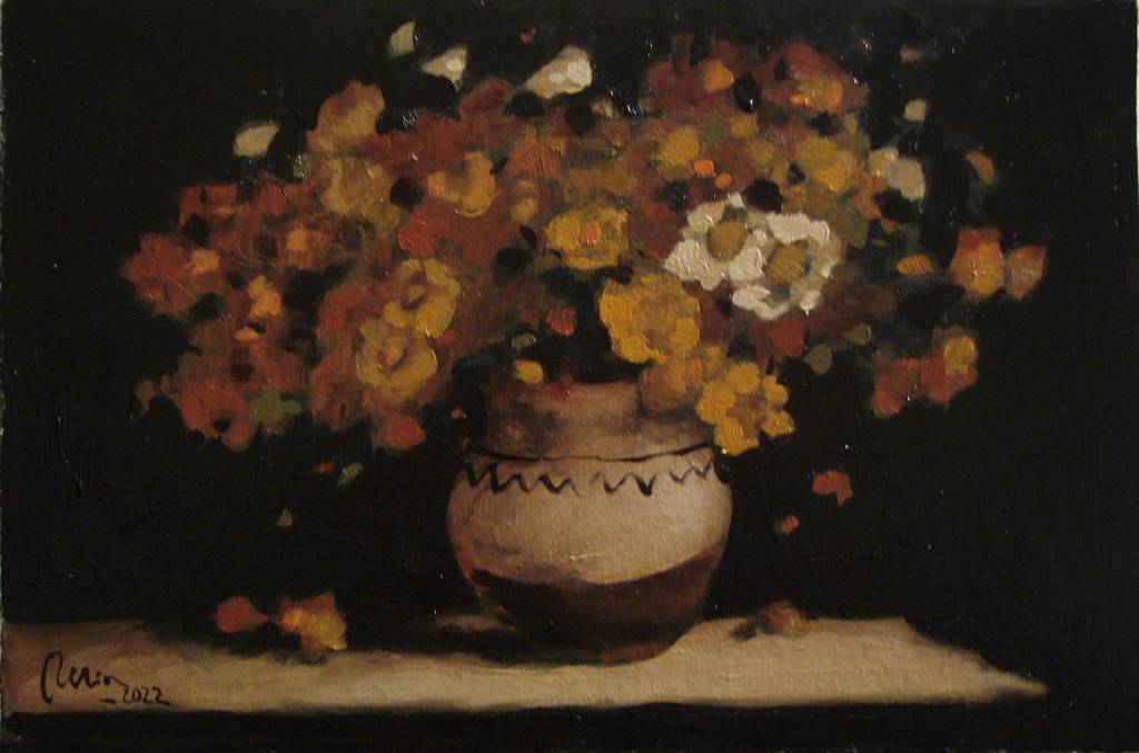 Poza Flori galbene de toamna, ulei carto