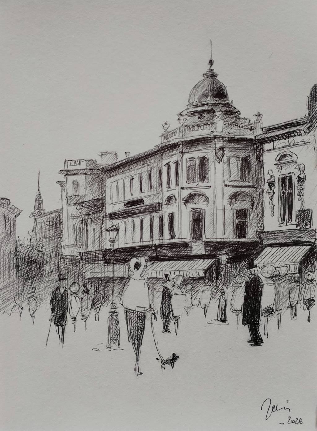 Poza La Capsa , desen tus pe hartie