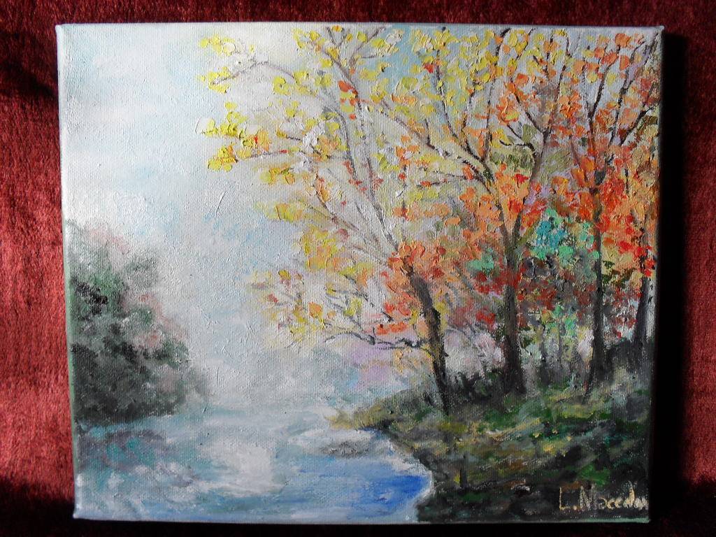 Poza La marginea lacului-pictura ulei pe