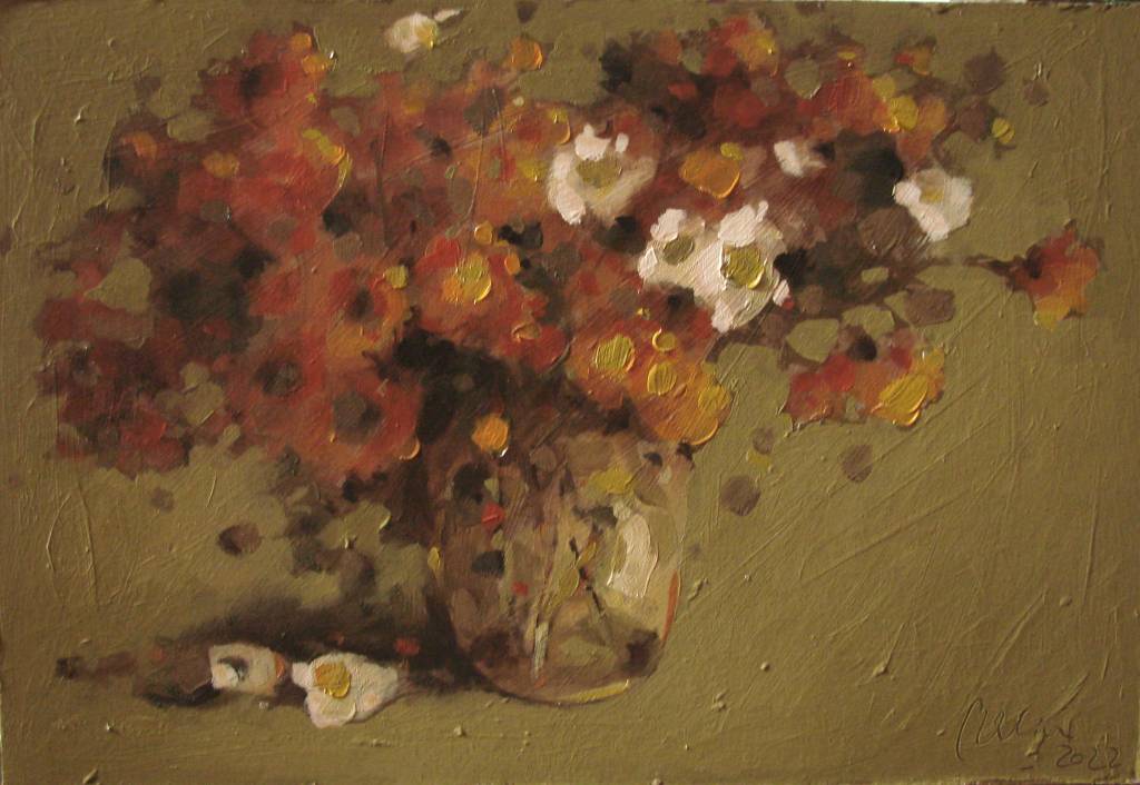 Poza Paharul cu flori de toamna, ulei ca