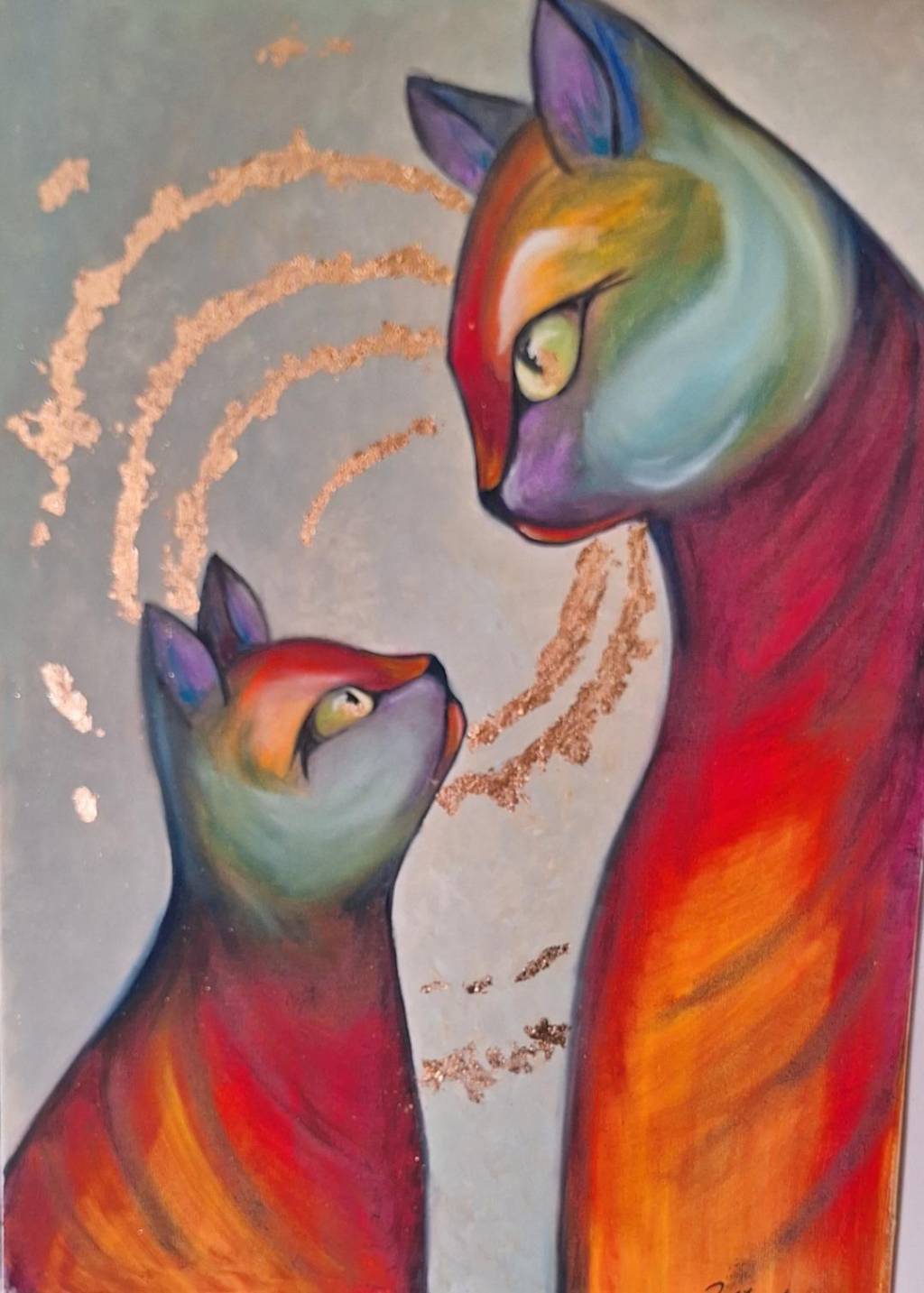 Poza Pisici colorate ( foita aurie )