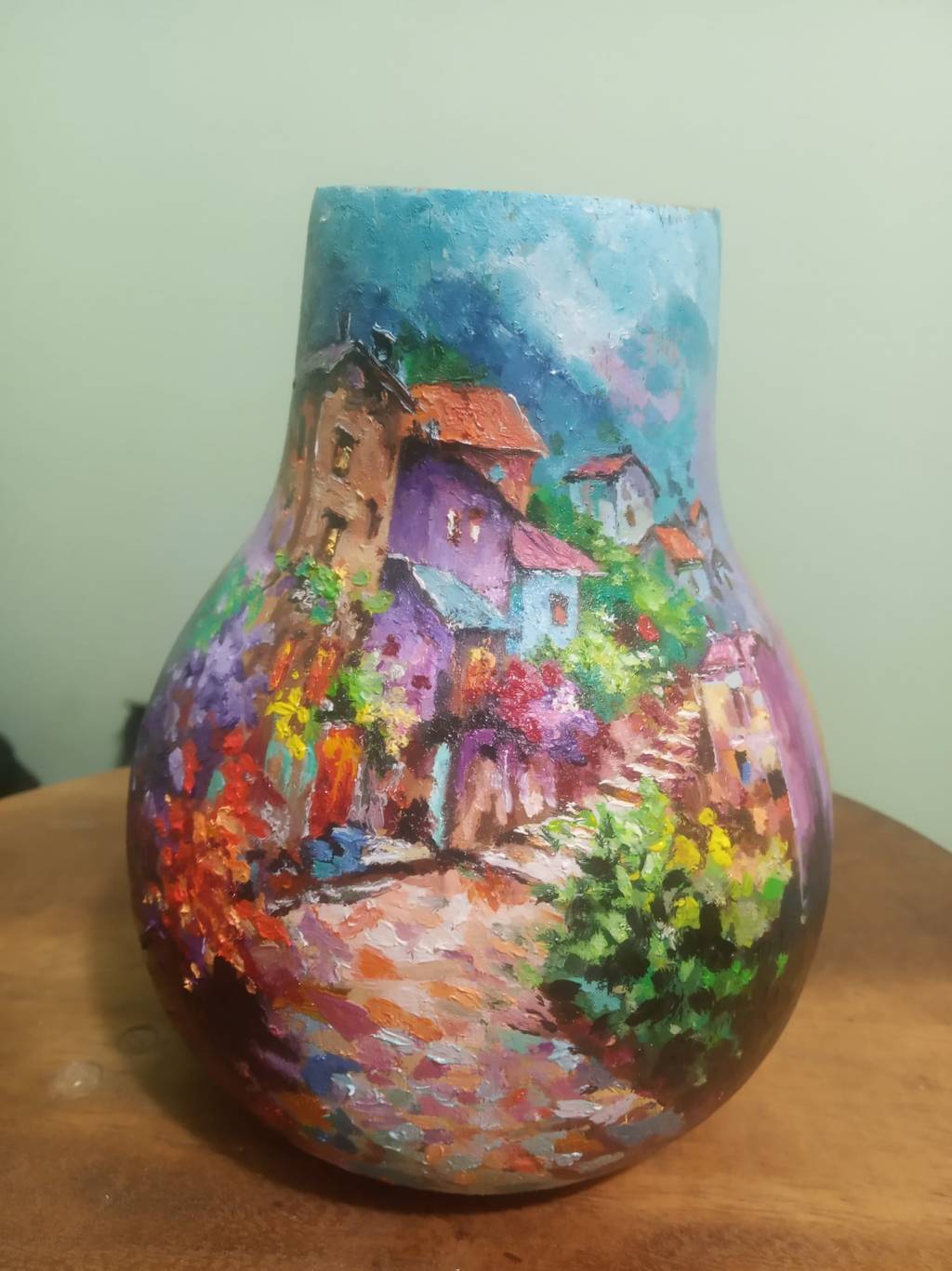 Poza Vaza de lemn pictata manual 6