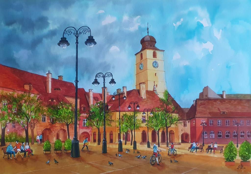 Tablou peisaj de vară din Sibiu