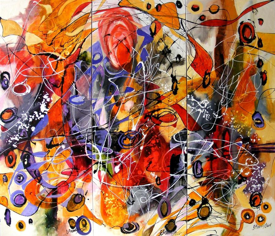 Picturi abstracte/ moderne Curcubeul din gradina