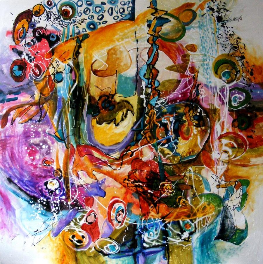 Picturi abstracte/ moderne Ingerii joaca popice