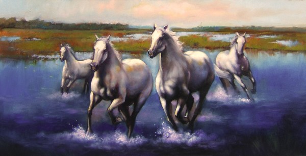 Picturi cu animale Cai in delta