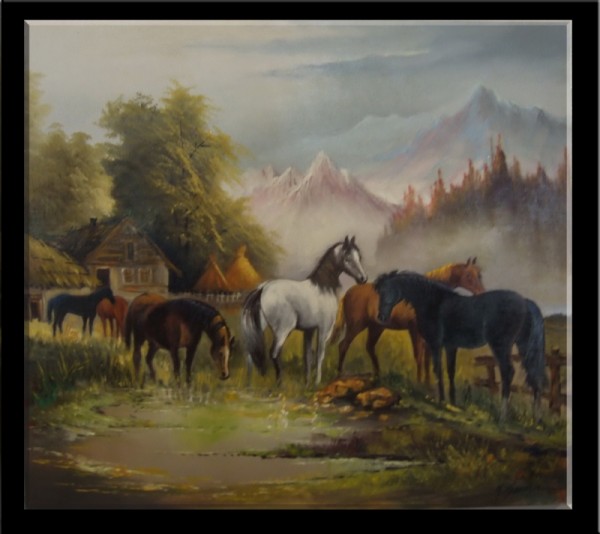 Picturi cu animale 1-saivana cu cai