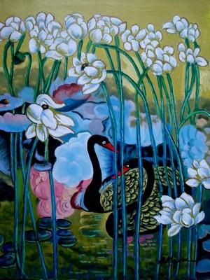 Picturi cu flori Tablou lebede1