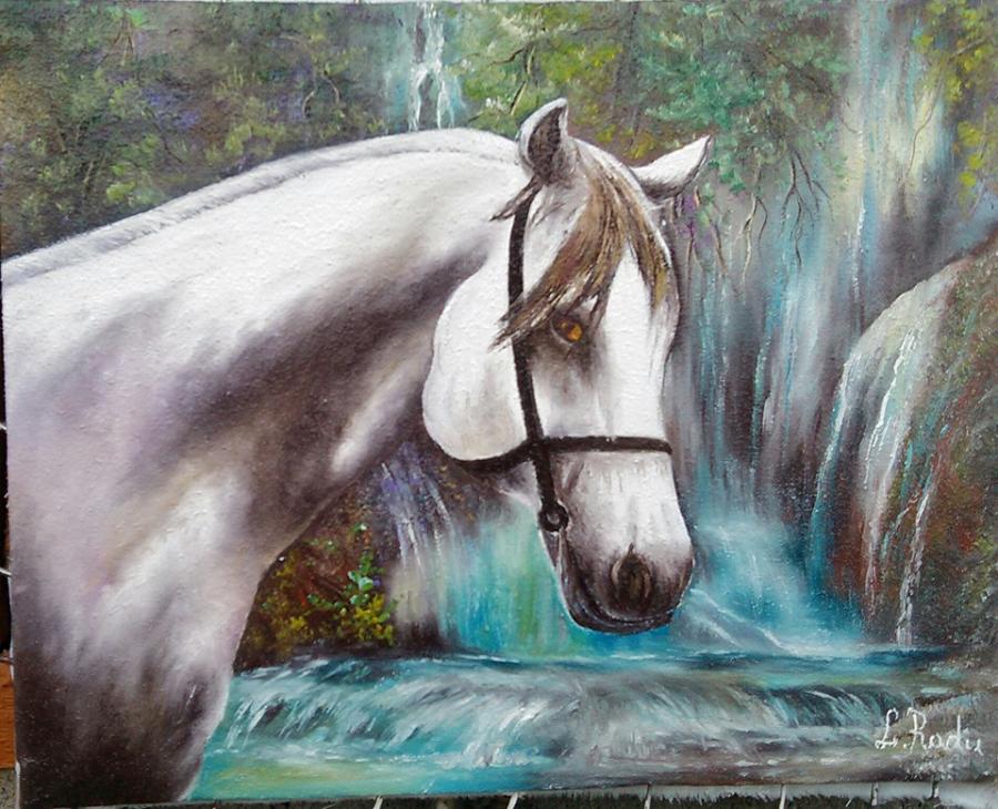 Picturi cu animale un cal alb