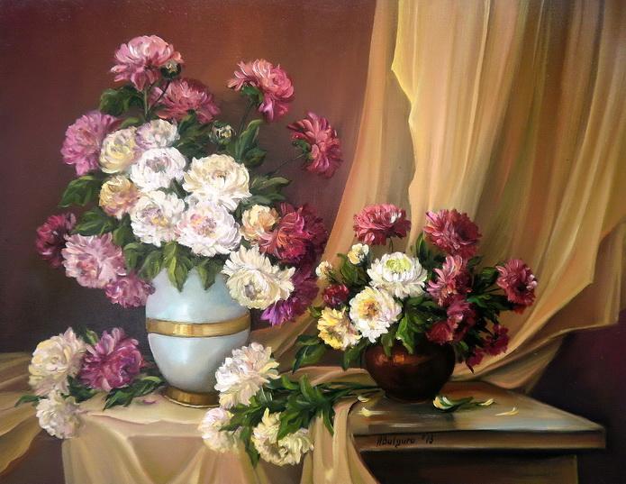Picturi cu flori Bucurie pictata cu  toamna