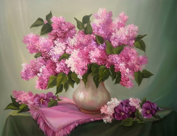 Picturi cu flori Poem roz