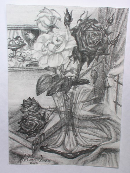Picturi cu flori Vaza cu trandafiri