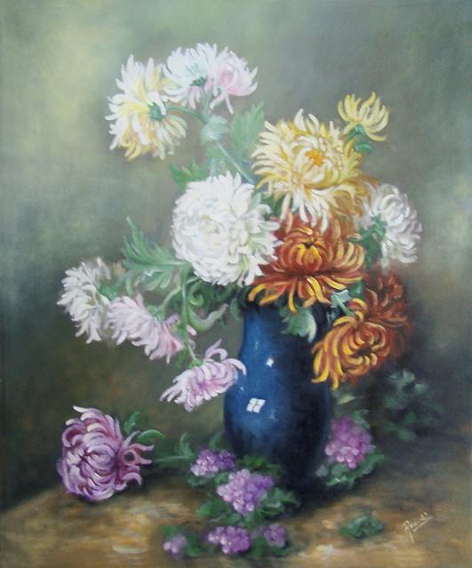 Picturi cu flori Crizanteme si ciclame