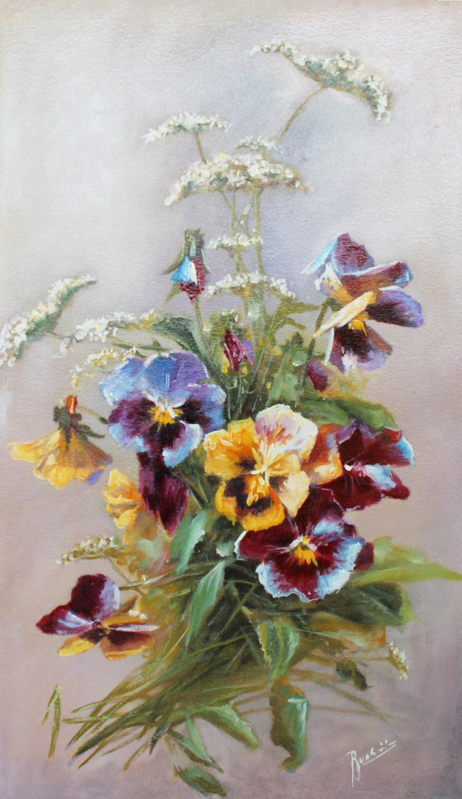 Picturi cu flori Panselute 5