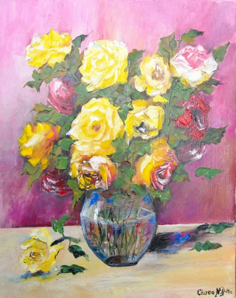 Picturi cu flori Trandafiri galbeni