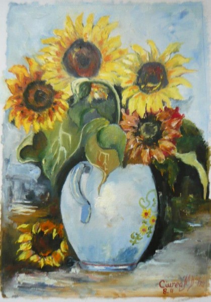 Picturi cu flori Vas cu floarea soarelui