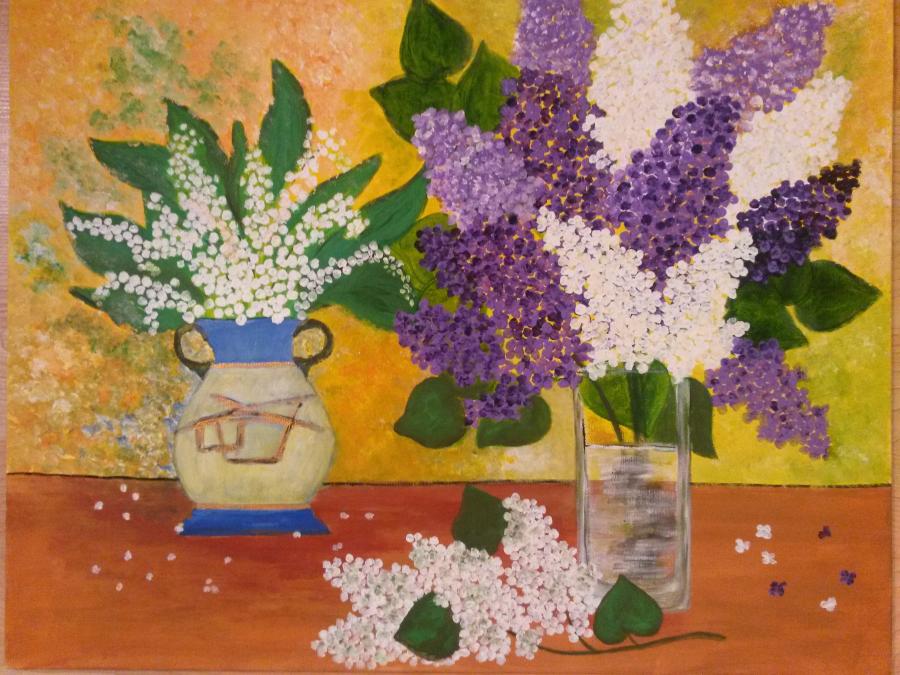 Picturi cu flori Flori de Liliac cu Lacramioare