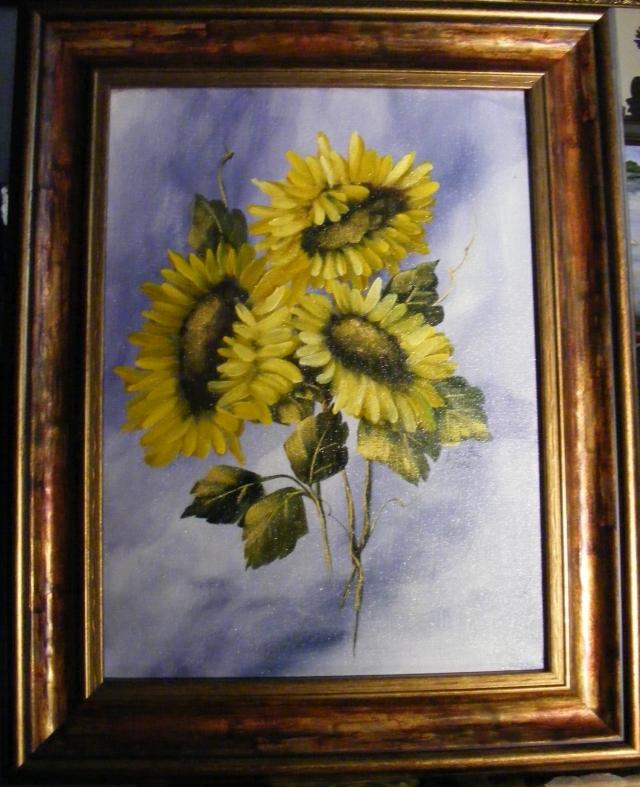 Picturi cu flori Floarea soarelui pe fond albastru