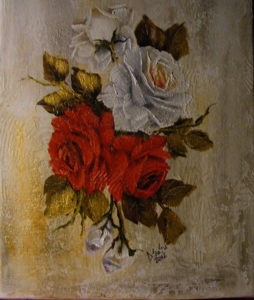 Picturi cu flori Rosu si alb