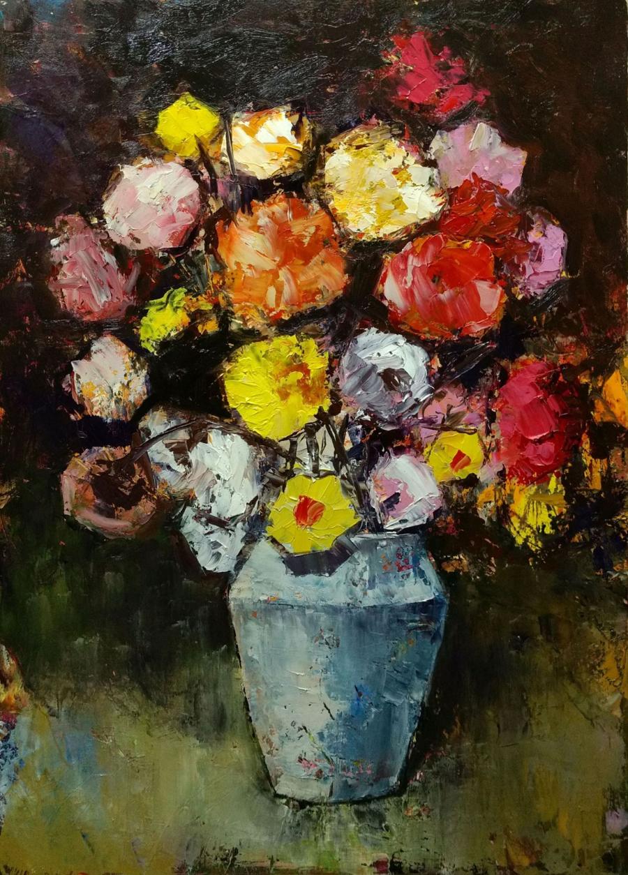 Picturi cu flori vaza alba cu flori E.S. 2017