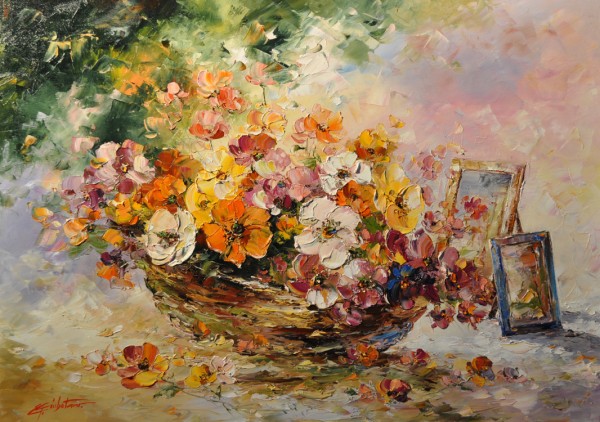 Picturi cu flori Cos cu flori