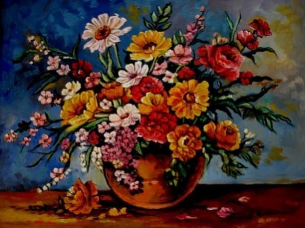 Picturi cu flori Tablou flori de camp multicolore01