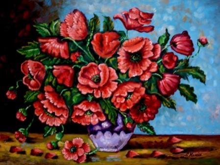 Picturi cu flori Tablou vaza cu maci3