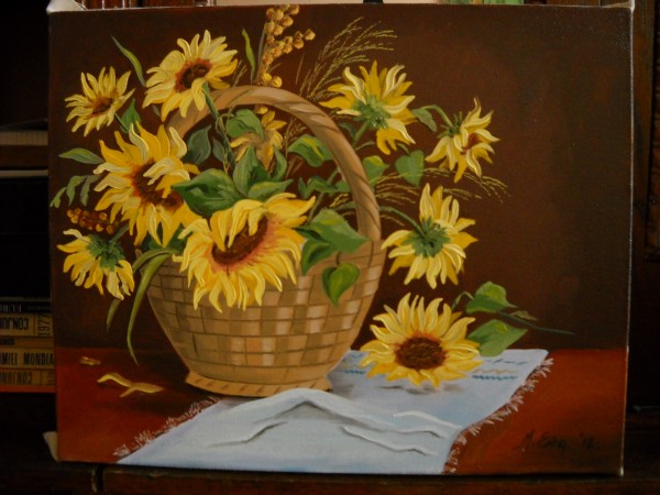 Picturi cu flori Floarea soarelui in cos 2