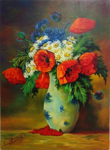 Picturi cu flori flori de camp si maci 1