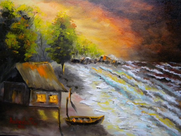 Picturi cu peisaje Casa de pescari