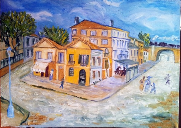 Picturi cu peisaje Casa galbena