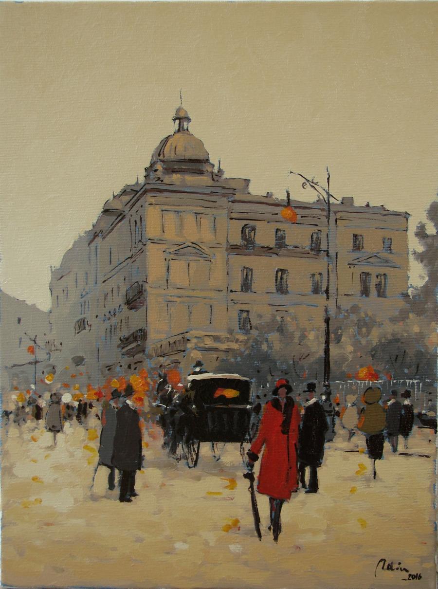 Picturi cu peisaje Hotel Bulevard, vechiul Bucuresti