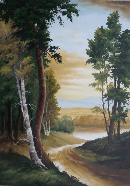 Picturi cu peisaje Padure spre lac