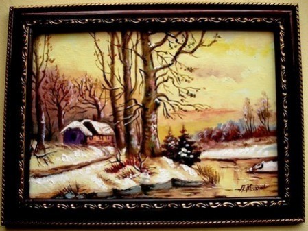 Picturi cu peisaje Iarna in padure1