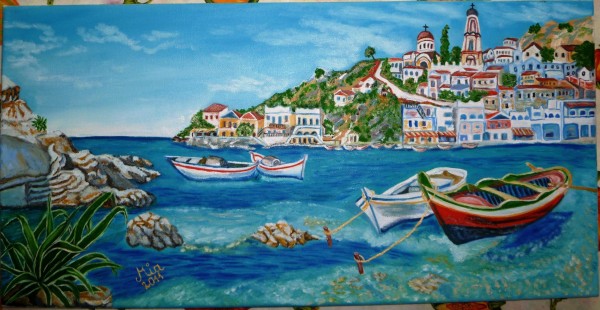 Picturi cu peisaje Port la marea mediterana