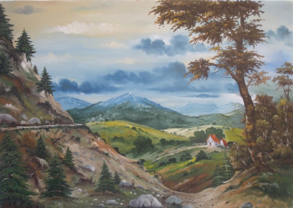 Picturi cu peisaje Drum in munte