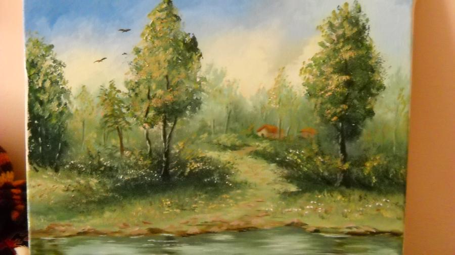 Picturi cu peisaje lacul din padure 3