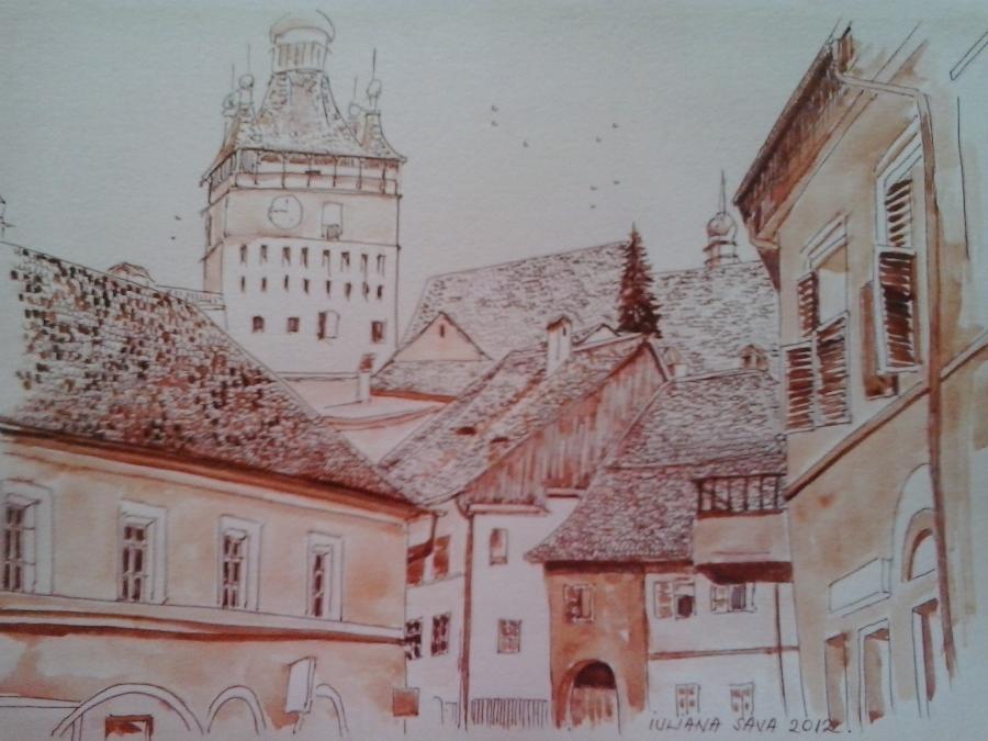 Picturi cu peisaje Un moment din Sighisoara