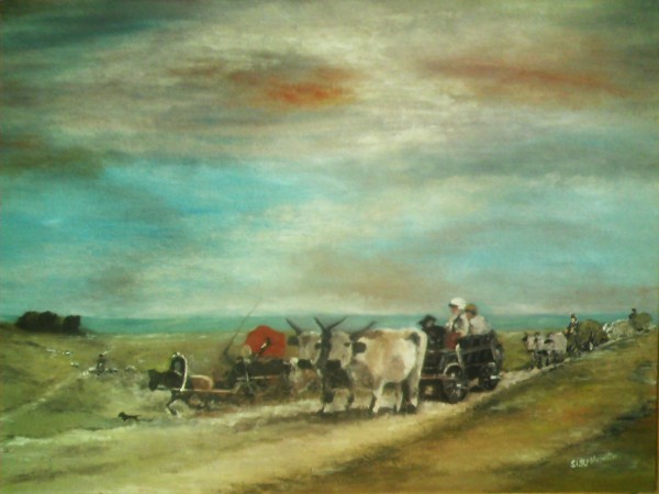 Picturi cu peisaje Car cu boi 3