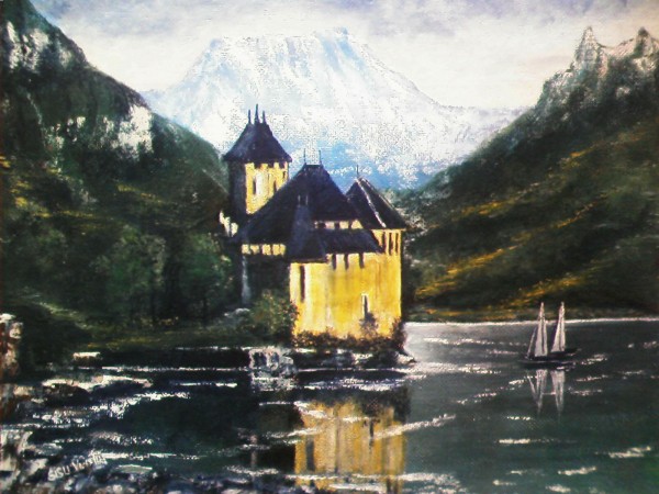 Picturi cu peisaje Castel  la munte